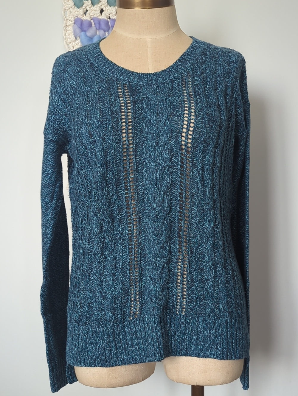 Prince & Fox Women's Blue Cable Knit Sweater Size Small